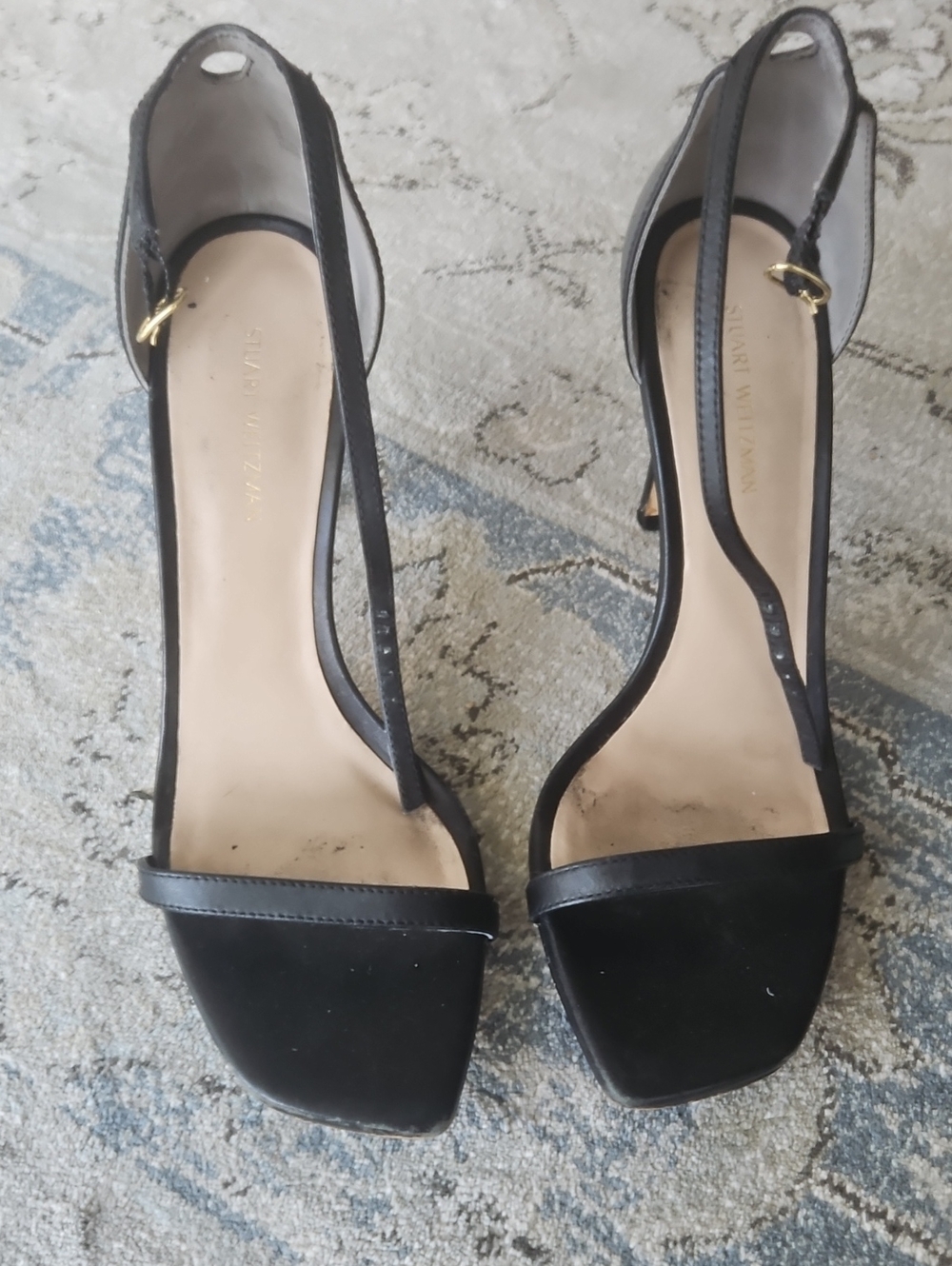Stuart Weitzman Black Minimalist Strappy Heels